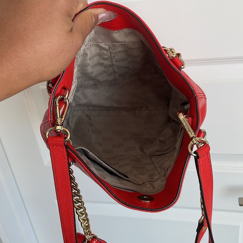 Michael Kors Blakely Red Pebble leather 2 Way Purse - Picture 2 of 4